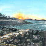 painting of a sunset over the ocean