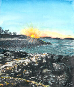 painting of a sunset over the ocean