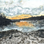 Painting of the sunset at the Wickett Pond boat launch